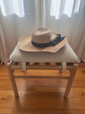 Wide Brim Straw Sun Hat with Black Ribbon